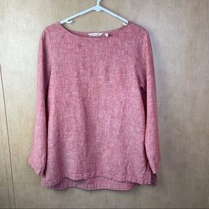 Soft Surroundings Sorbetti Red 100% Linen Tunic Top Size PS